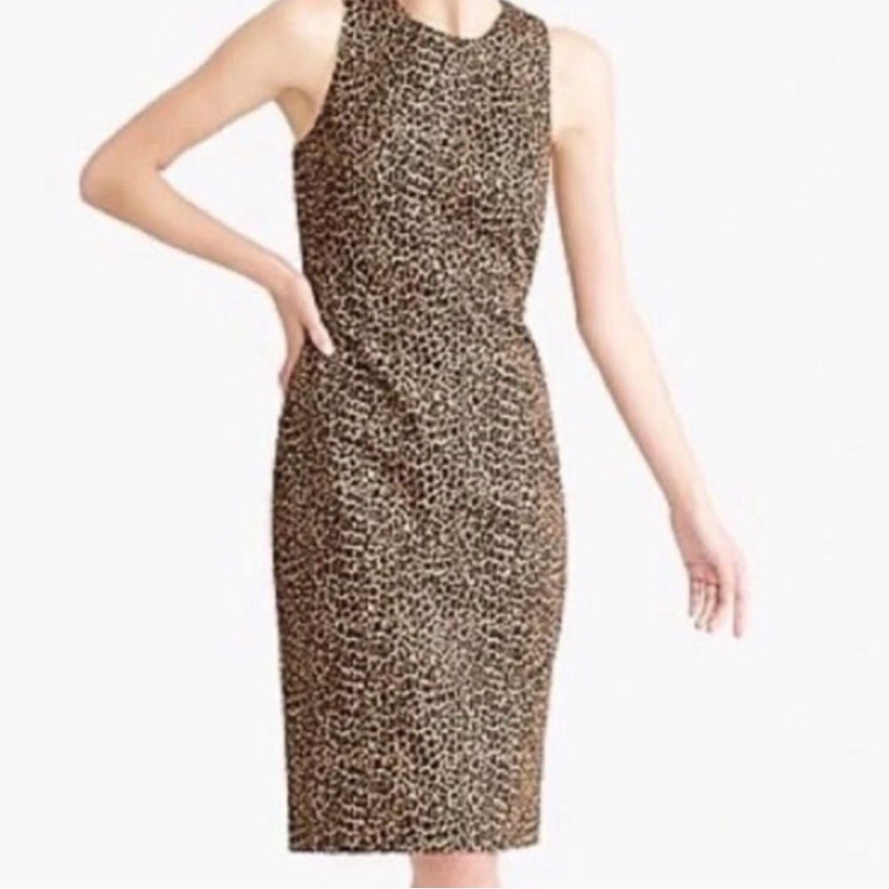J Crew - Leopard Print Sheath Dress - Size 2 - Picture 3 of 8